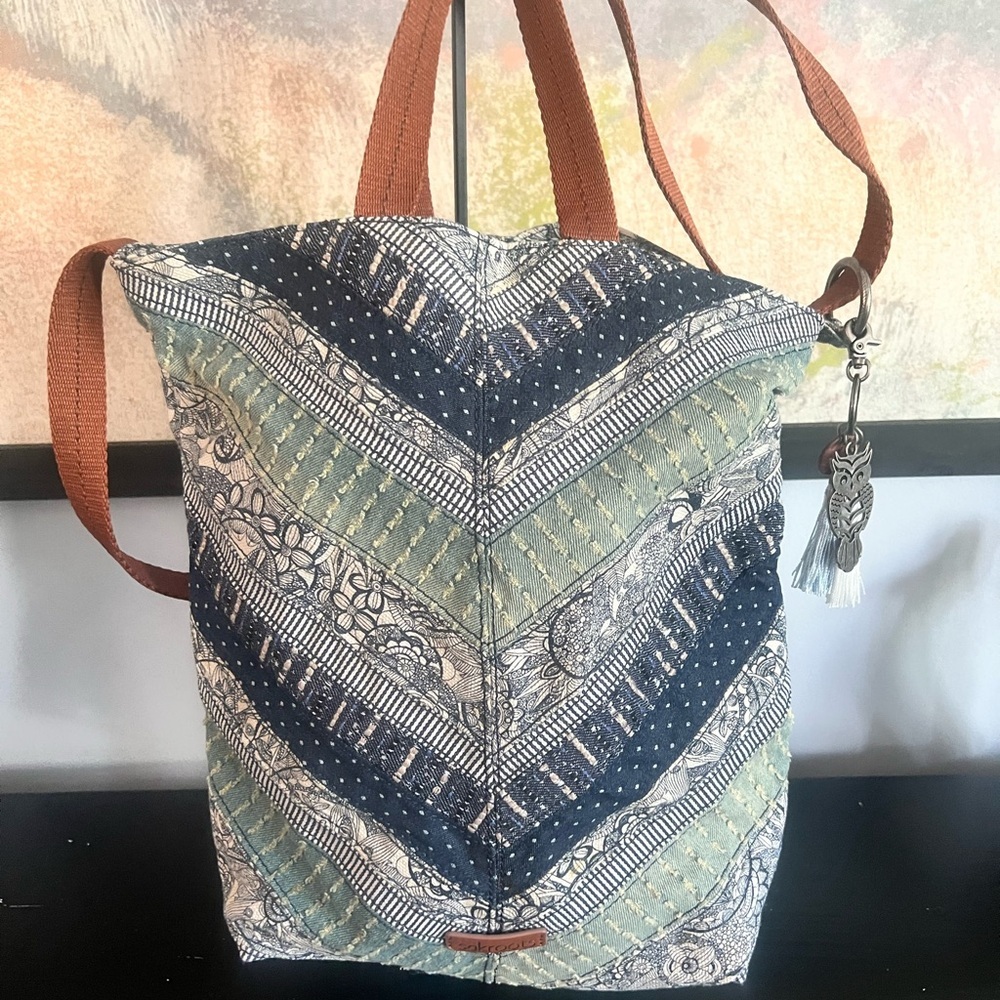 Sakroots Long Tote Bag with Brown Straps